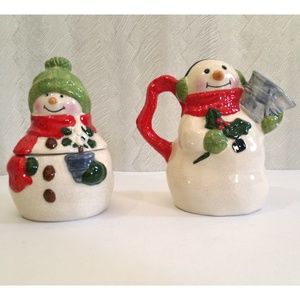 Ceramic Snowman Cream and Sugar Set